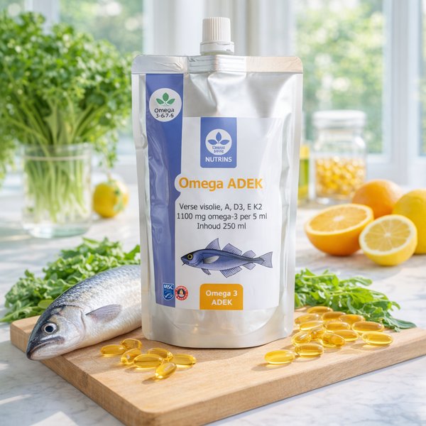 Premium visolie van Nutrins uit Noorse kabeljauwlever voor huidgezondheid van binnenuit