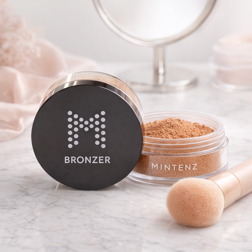 Bronzer textuur en verpakking - Mintenz minerale make-up